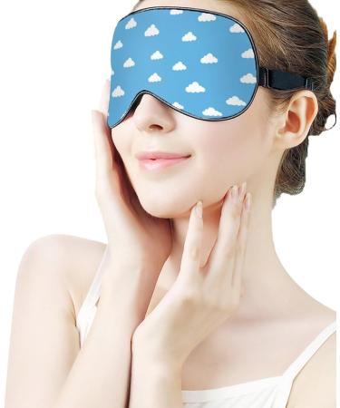 White Clouds Blue Sky Sleep Mask- Adjustable Blindfold for Sleeping and Travel - Buy Online on GoSupps.com