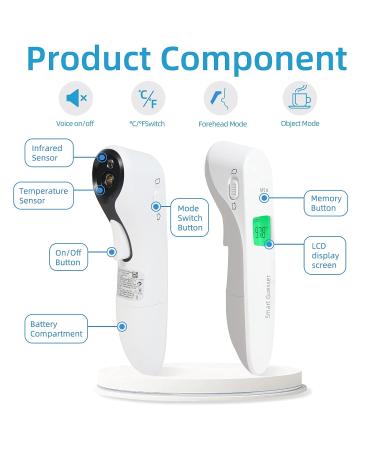 Smart Guesser Infrared Forehead Thermometer for Adults and Baby - Digital Thermometer with Fever Alarm and Memory Function - White - Buy Online on GoSupps.com