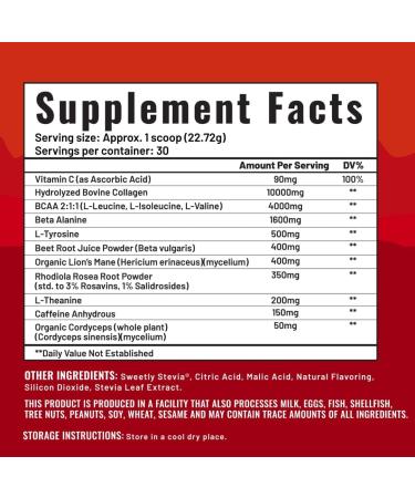 Pre Workout Energy Mix | Powder for Men & Women | Boost Endurance Power & Strength with Beta-Alanine BCAAs & L-Theanine (Fruit Punch - Buy Online on GoSupps.com