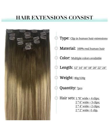 Doores Clip In Extensions - Real Hair 45cm 18 Inch | Walnut Brown to Ash Brown & Bleach Blonde | 120g Remy Thick Hair Extensions - Buy Online on GoSupps.com