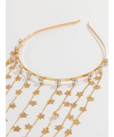 Verdusa Women's Rhinestone Fringe Layered Headband - Butterfly Gold Hair Chain - Buy Online on GoSupps.com