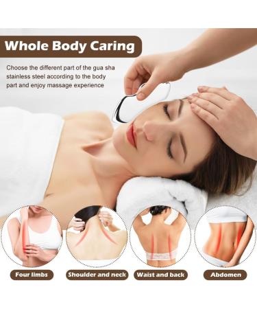 Buy Stainless Steel Gua Sha Facial Tools Set | Skin Tightening Gua Sha Stone with Storage Bag & Cleaning Cloth - Buy Online on GoSupps.com