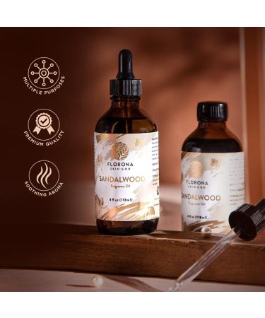 Florona Sandalwood Premium Fragrance Oil - 4 fl oz Therapeutic Grade for Skin Care & Focus | Woody & Earthy Aroma | Clarity & Focus | Diffuser Aromatherapy - Buy Online on GoSupps.com
