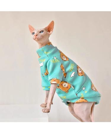 TENGTUD Hairless Cat Clothes Sphynx/Devon Cat Super Soft and Thick Furry Shirt-L_green - Buy Online on GoSupps.com