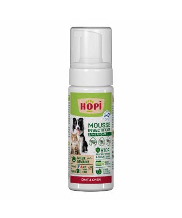 HOPI No-rinse Insect Repellent Mousse for Cats and Dogs 150 ML - Repels Fleas Ticks and Mosquitoes - Natural Plant Extracts - Practical and Economical - Made in France