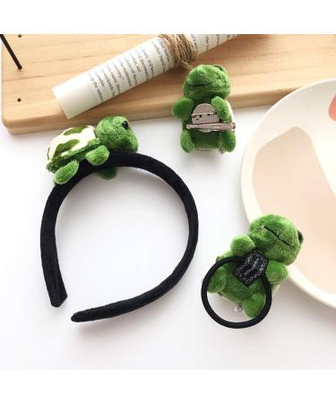 She's Shining 4PSC 3D Turtle Headband & Hair Tie Set for Women & Girls - Fluffy Animal Hair Accessories for Make-Up & Spa Shower - Green (Pack of 4) - Buy Online on GoSupps.com