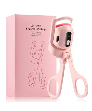 ATTEASAY Heated Eyelash Curlers  Electric Eyelash Curlers with 3 Heat Modes LCD Display USB Rechargeable and Long-Lasting Pink