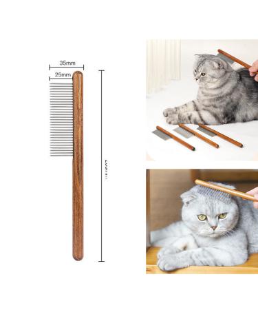 Longbeste Skin-Friendly Steel Tooth Comb for Cats & Dogs - Remove Mats & Nodes Wooden Handle Wide Teeth - Buy Online on GoSupps.com