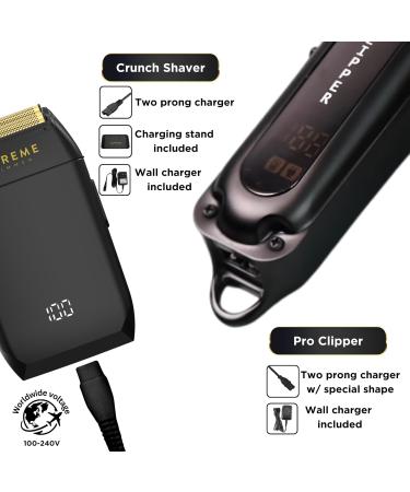 Supreme 2-in-1 Pro Clipper & CRUNCH Foil Shaver Kit - Waterproof Cordless Barber Haircutting Tool | Professional Black STF602 & STC5030 - Buy Online on GoSupps.com