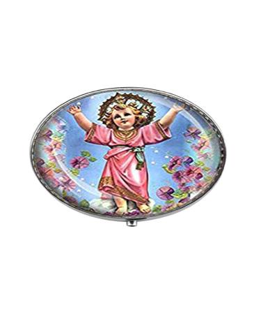 Jesus Christ Catholic MedalDivine Child Jesus Religious Christian Art Photo Glass Art Photo Pill Box - Charm Pill Box - Glass Candy Box