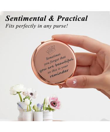 Personalized Rose Gold Compact Mirror - Inspirational Birthday Gifts for Women | Ideal Christmas Gift for Female Friends - Buy Online on GoSupps.com