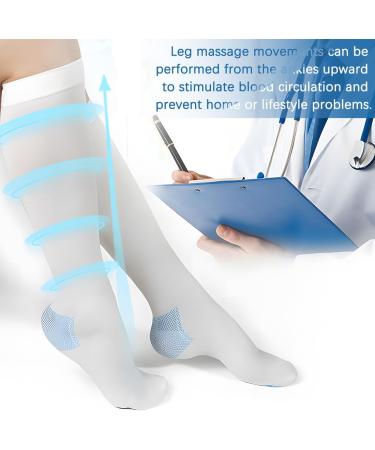 Open Toe Thrombosis Socks - Medical Compression Stockings for Varicose Veins | Class 1 Compression Knee Socks (White M) - 1 Pair - Buy Online on GoSupps.com