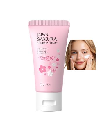 BEUKING Facial Moisturizer Tone-up Cream Japan Sakura Lazy Face Cream with Vitamin C Face Moisturizer Hydrating & Smooth Dry Skin Lightweight Nourishing Facial Skin Instant Tone-Up Cream 1.76 fl.oz