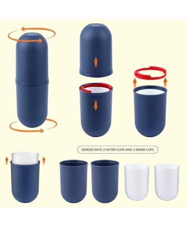 Maxmerry Portable Travel Toothbrush & Water Cup Set - Creative Toothbrush Holder for Travel Hiking Business Trips - Light Blue - Buy Online on GoSupps.com