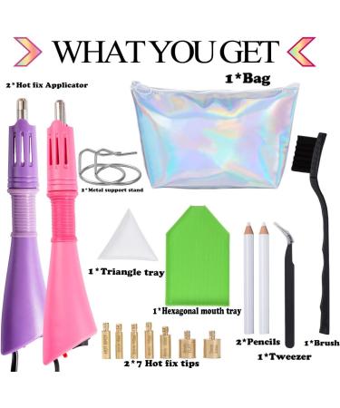 WORTHOFIRST Two Hotfix Applicators with 7200pcs Rhinestones - 14 Colors, 7 Sizes, White/Purple Rhinestone Kit - Buy Online on GoSupps.com