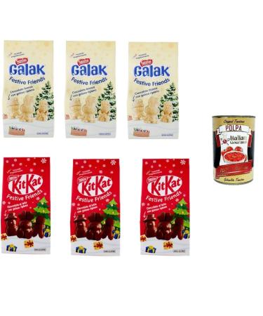 Italian Gourmet E.R. Nestl KitKat Festive Friends White Chocolate and Cereal Figurines (3 pieces) - 147g bag + 400g Italian Gourmet Pulpa