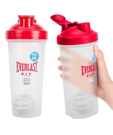 Everlast FIT 600ML Shaker Bottle - Leak Proof - Shaker Bottle with Spiral Whisk Blender Ball BPA/DEHP-Free Easy to Clean Perfect for Mixing Protein shakes. (RED)