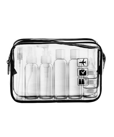 LECUNE Transparent cultural bags with travel bottle set 13 pieces of travel bottles set (100ml) and 1 piece of plastic bags for liquids (20x20cm) airport-compliant bag travel accessories black A: County bag with travel bottle set - Buy Online on GoSupps.com