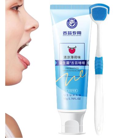 Rosixehird Natural Organic Tongue Cleaning Gel with Ergonomic Brush | Freshens Breath Removes Stains & Deposits | International Shipping - Buy Online on GoSupps.com