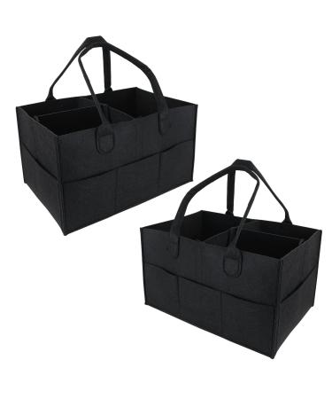 Twoyu 2Pack Baby Diaper Bag Caddy Storage Organizer Portable Water Bottle Holder Bag Outdoor Traveling Handle Bag (Black)