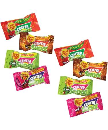 Chupa Chups Center Shock Sour Mixed Flavours 800g | Hidden Apple Rolling Cherry Jumping Strawberry and Splashing Cola - Buy Online on GoSupps.com