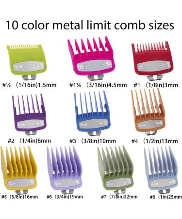 BESTBOMG 10 Color Hair Clipper Guide Combs Set - Stainless Steel Attachments for 45.5mm x 38.5mm Clippers - Professional Replacement Set - Buy Online on GoSupps.com