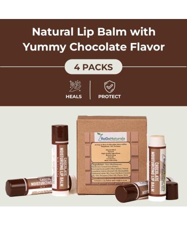 RaGaNaturals Natural Chocolate Lip Balm - Original Beeswax Shea Butter Jojoba Oil Vitamin E - All Day Hydration for Dry & Cracked Lips - Stocking Stuffers & Christmas Gift -Handmade in USA (4 Pack) - Buy Online on GoSupps.com