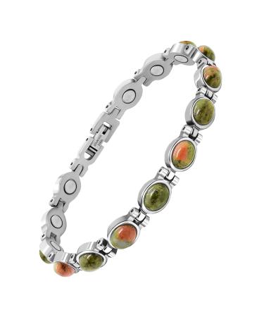 Jeroot Titanstahl Magnetic tabs for women magnetic brazaletes made of titanium steel with 3500 Gaus magnets adjustable bracelet with distance tool and jewelry-gift box flower green gem - Buy Online on GoSupps.com