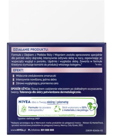 NIVEA Vital Regenerating Night Cream (50 ml) for the face for vital and healthy skin night cream with rose petal oil calcium and creatine - Buy Online on GoSupps.com