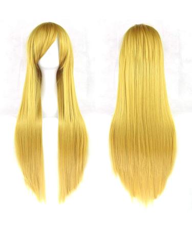 LFMD 32 Inch Long Synthetic Hair Green Purple Wigs Heat Resistant Fiber Party Black Hair Straight Wig Hairpiece 32 Inches P1b/613 P2/613