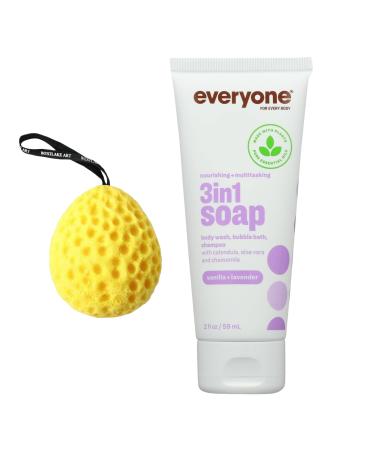 Vanilla Body Wash | 3 In 1 Soap Travel Size Shampoo & Bubble Bath With Calming Lavender | Bath Sponge | Gentle Cleansers | Versatile Cleansing Pack Of 1