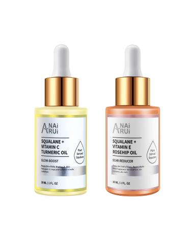 ANAI RUI Squalane Rosehip Oil for face +Vitamin C Turmeric Oil Hydrate Firm and Softer Skin