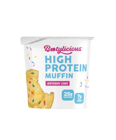 Bootylicious | High-Protein Muffin | 25g Protein, 7g Net Carbs, 1.86-1.76oz Cup, 12-Pack (Birthday Cake)