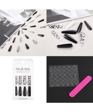 Buy Sethain Glossy Sparkle Green Rhinestone False Nails - Long Coffin Press-On Nail Art for Women & Girls | Black Leopard Print | International Shipping - Buy Online on GoSupps.com