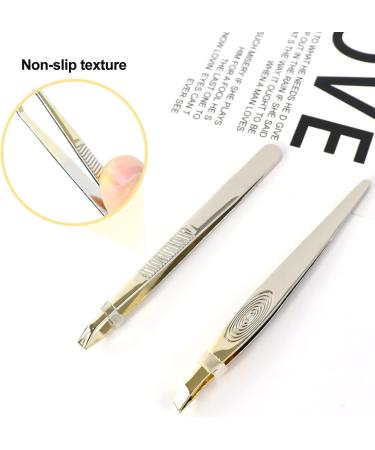 Sularpek Stainless Steel Slant Tweezer Set for Facial Hair - 2pcs Eyebrow Tweezers for Women and Men - Buy Online on GoSupps.com