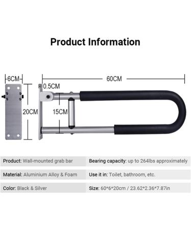 handrail Grab Rails Foldable Grab Bars for Bathroom Toilet Grab Bar Bathroom Safety Handrail Folding Drop Down Wall Mounted Toilet Support - Buy Online on GoSupps.com
