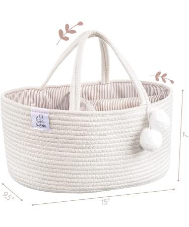 Fephas Baby Diaper Caddy Organizer- Cotton Rope Nursery Storage Bin- Portable Diaper Storage Basket for Changing Table and Car- Perfect Baby Shower & Registry Gift - Buy Online on GoSupps.com