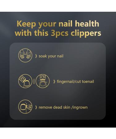 Stainless Steel Nail Clippers Set for Thick or Ingrown Nails - 3PCS Professional Nail Trimmer for Men and Women - Includes Fingernail & Toenail Clippers - Extra Sharp and Durable (1pcs Black) - Buy Online on GoSupps.com