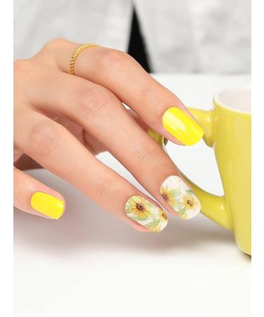 Kalolary Gel Nail Polish Strips Nail Gel Art Sticker Waterproof Full Nail Wraps Decal Sets with Nail File and Stick for Women Girls Nail Art Decor (UV/LED Lamp Required) (Sunflower Yellow) - Buy Online on GoSupps.com