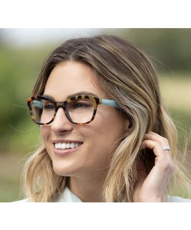 Peepers by PeeperSpecs Women's Blue Light Cat Eye Reading Glasses - Tortoise/Turquoise - Buy Online on GoSupps.com