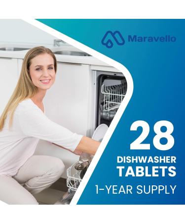 Maravello Dishwasher Cleaner Tablets - 24 pcs, 12 Months Supply - Effective Descaler & Detergent Tabs - For All Machines - Grapefruit Scent - Buy Online on GoSupps.com