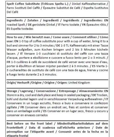 Herba Organica - Spelt Coffee Substitute - Triticum Spelta L - peautre Substitut de Caf (100g) - Buy Online on GoSupps.com