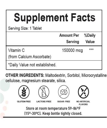 H4U Vitamin C 150000 mcg Dietary Supplement Supports Immune Health Aids Cellular Energy Production Promotes Collagen Synthesis and Encourages Healthy Tissue. Contains 60 Tablets. - Buy Online on GoSupps.com
