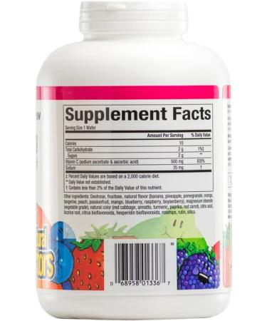 Natural Factors Vitamin C Chewable Wafers - 500 mg, 180 Mixed Fruit Flavor Chews - Buy Online on GoSupps.com