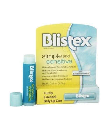Blistex Moisturizers Simple and Sensitive Unflavored 0.15 Oz (Pack of 24)