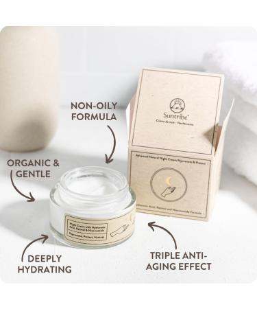 Suntribe Cr me de nuit bio avec acide hyaluronique r tinol et niacinamide / 50 ml 3 x anti- ge 100 % naturel Hydratant huile d'argan et aloe vera Non grasse sans parfum v g talien - Buy Online on GoSupps.com