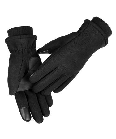 OZERO Winter Gloves for Women - Anti-Slip Touchscreen Warm & Lightweight Windproof Thermal Cold Weather Gloves for Walking Dog Running Cycling Black X-Small