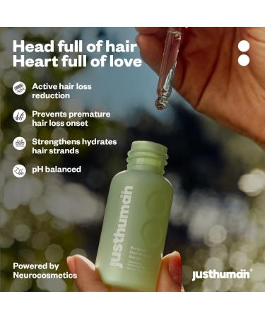 Justhuman Hair Serum for Hair Growth & Loss Protection - Dual Action Volumizing Serum for Men & Women - 30ml Sulfate & Paraben Free - Buy Online on GoSupps.com