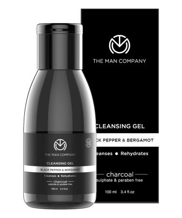 The Man Company Charcoal Cleanser for Oily Skin Gel Based Cleanser (Black Pepper & Bergamot) Blackhead Cleanser Oily Skin Facial Cleanser 3.3 oz