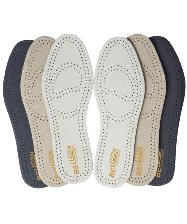 Leather Insoles for Women Thin Leather Shoes Inserts for Men Nonslip Shoe Pads for Men Boots and Dress Shoes Soles Liners for Odor Eater (3 Pairs/Mens 7-7.5 / Womens 9-9.5 M US)